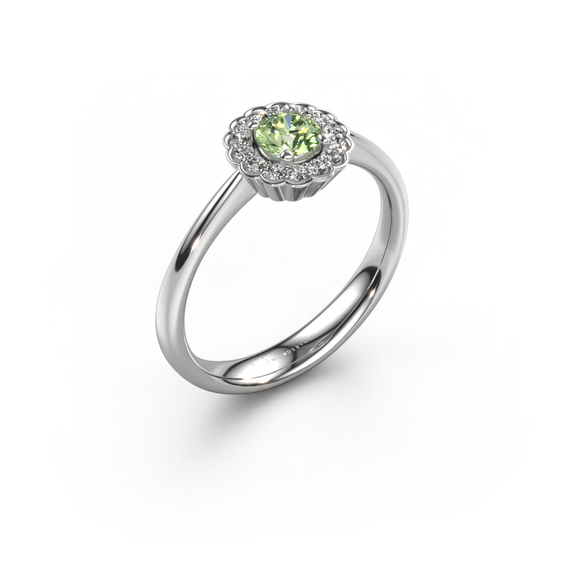 Image of Engagement ring Debi 585 white gold Green lab grown diamond 4.2 mm