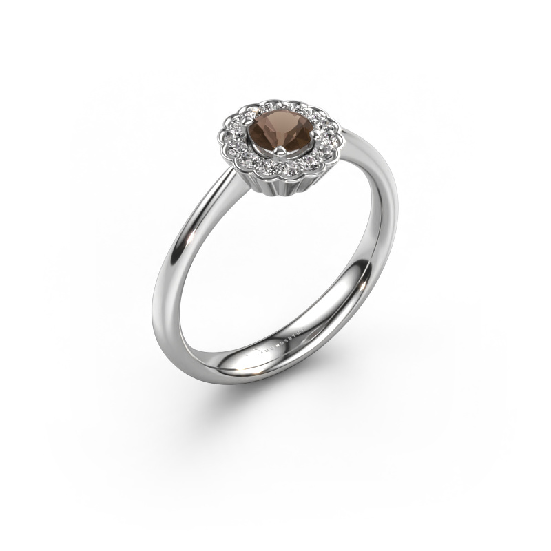 Image of Engagement ring Debi 585 white gold Smokey quartz 4.2 mm