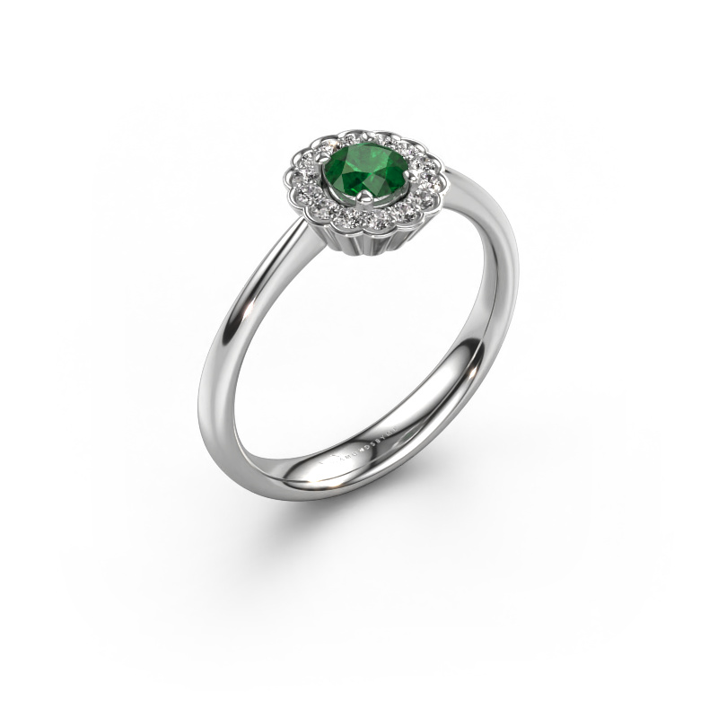 Image of Engagement ring Debi 585 white gold Emerald 4.2 mm