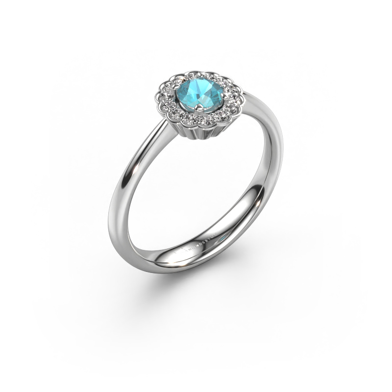 Image of Engagement ring Debi 585 white gold Blue topaz 4.2 mm