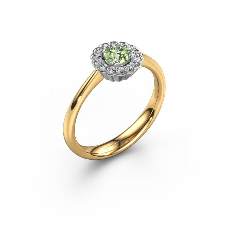 Image de Bague de fiançailles Debi 585 or jaune Diamants synthétiques vert 4.2 mm