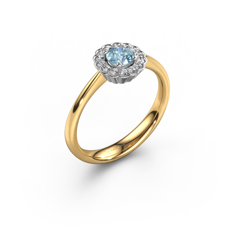 Image of Engagement ring Debi 585 gold Blue lab grown diamond 4.2 mm