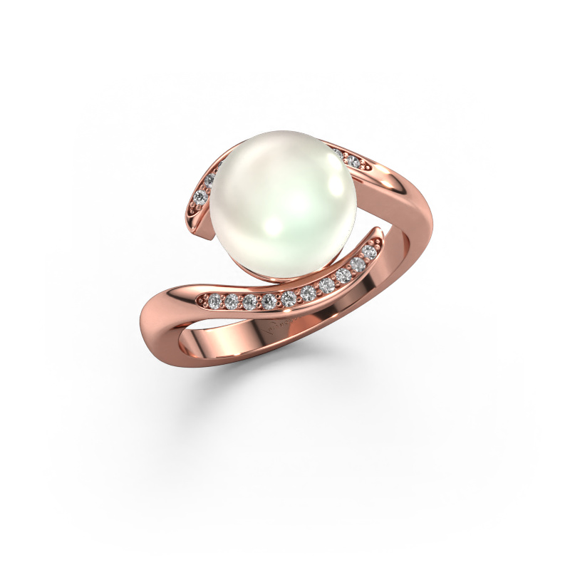 Image de Bague Dedra 585 or rose Perle blanche 9 mm