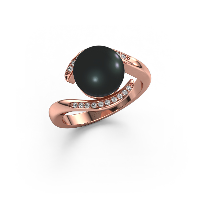 Bild von Ring Dedra 585 Roségold Schwarz Perle 9 mm