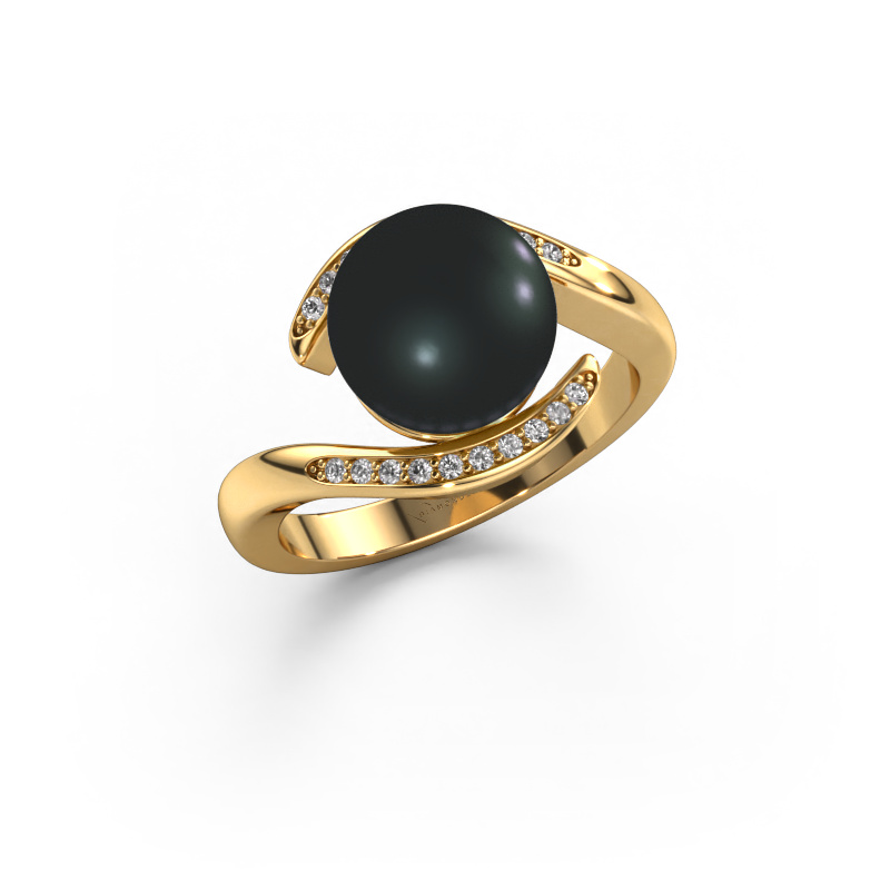 Image of Ring Dedra 585 gold Black pearl 9 mm
