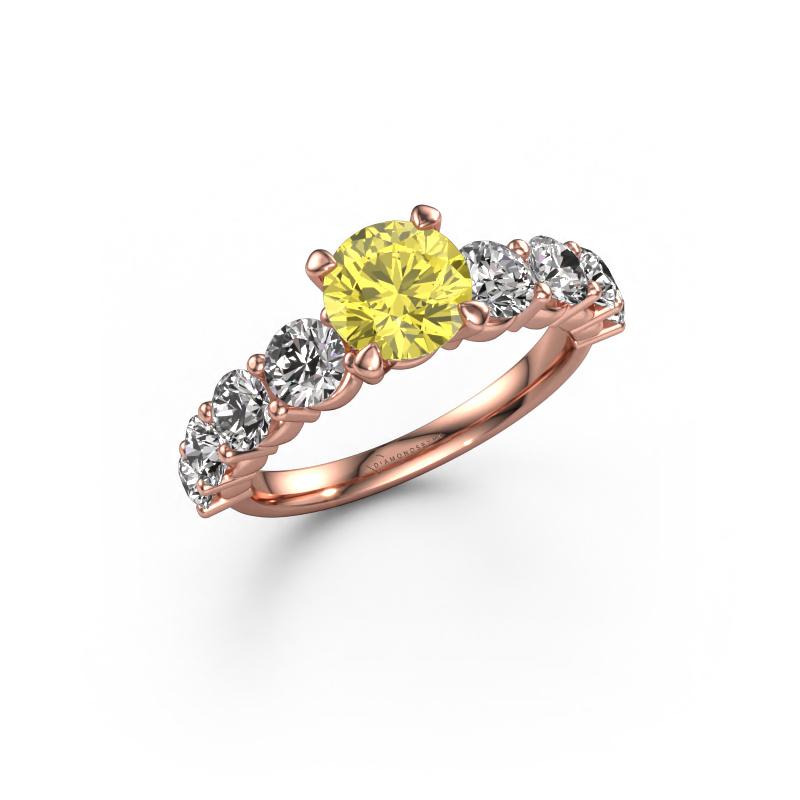 Image of Engagement ring Deja 585 rose gold Yellow lab grown diamond 6.5 mm