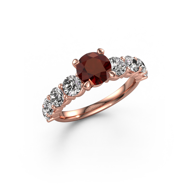 Image of Engagement ring Deja 585 rose gold Garnet 6.5 mm