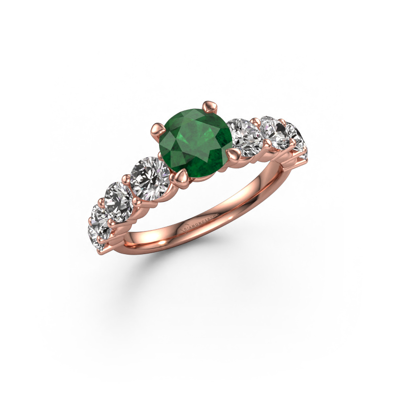 Image of Engagement ring Deja 585 rose gold Emerald 6.5 mm