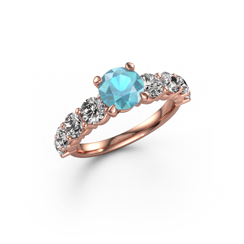 Bild von Verlobungsring Deja 585 Roségold Blau Topas 6.5 mm
