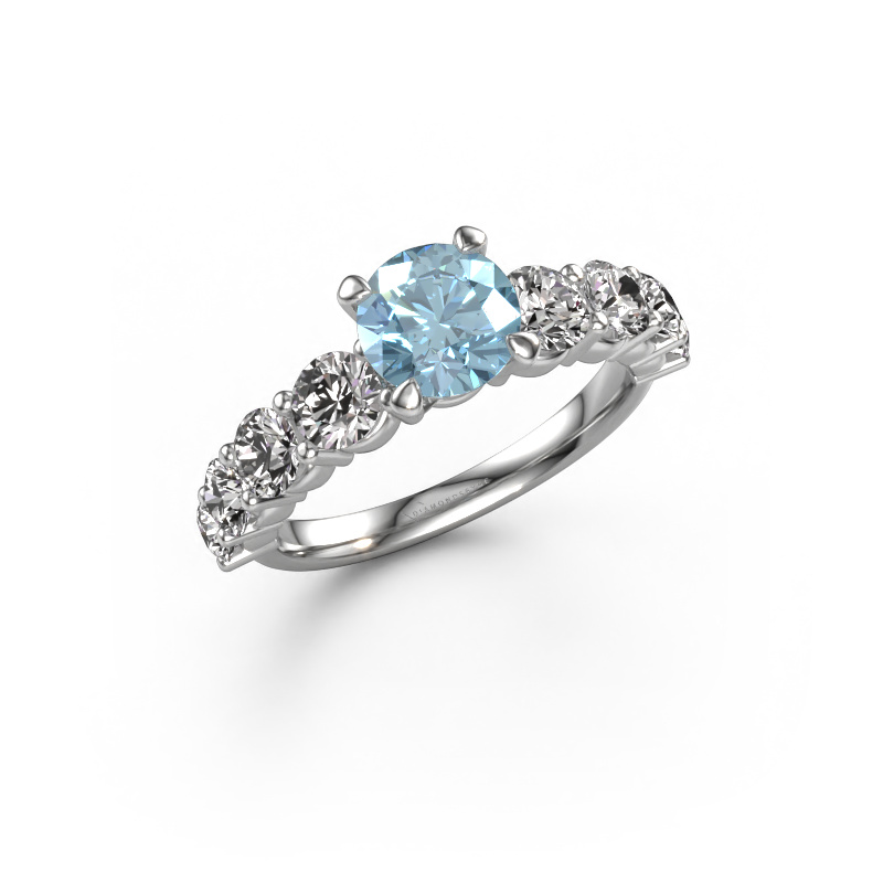 Image of Engagement ring Deja 950 platinum Blue lab grown diamond 6.5 mm