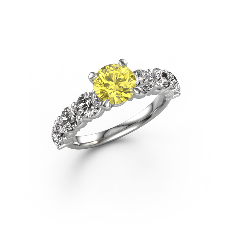 Image de Bague de fiançailles Deja 585 or blanc Diamants synthétiques jaune 6.5 mm