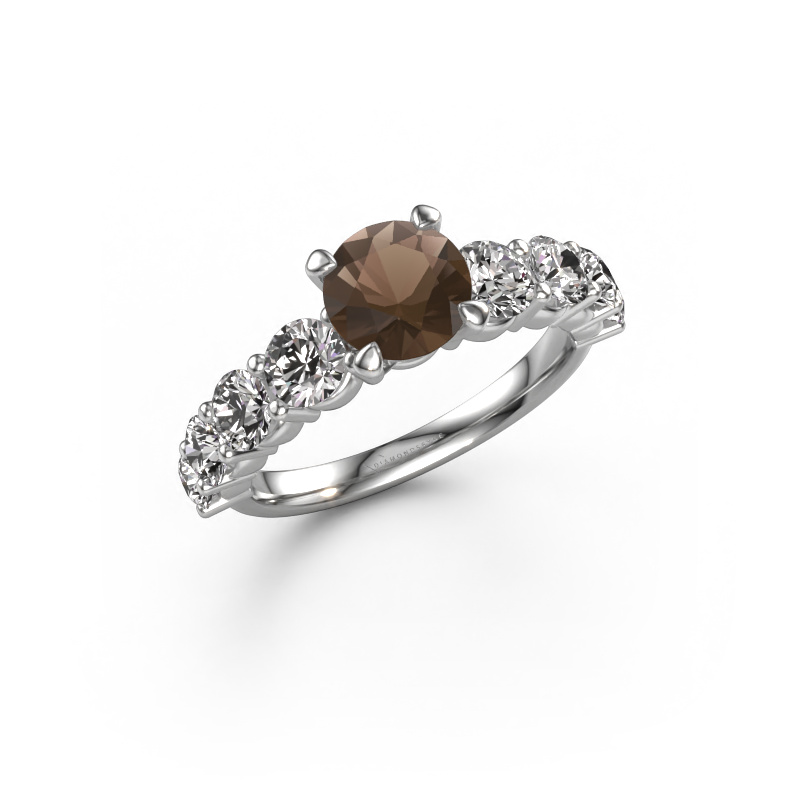 Image of Engagement ring Deja 950 platinum Smokey quartz 6.5 mm