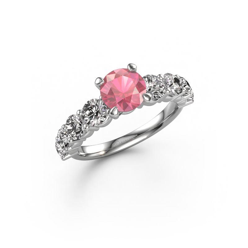 Image of Engagement ring Deja 585 white gold Tourmaline pink 6.5 mm