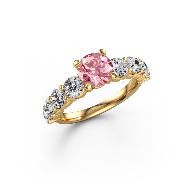 Image of Engagement ring Deja 585 gold Pink lab grown diamond 6.5 mm