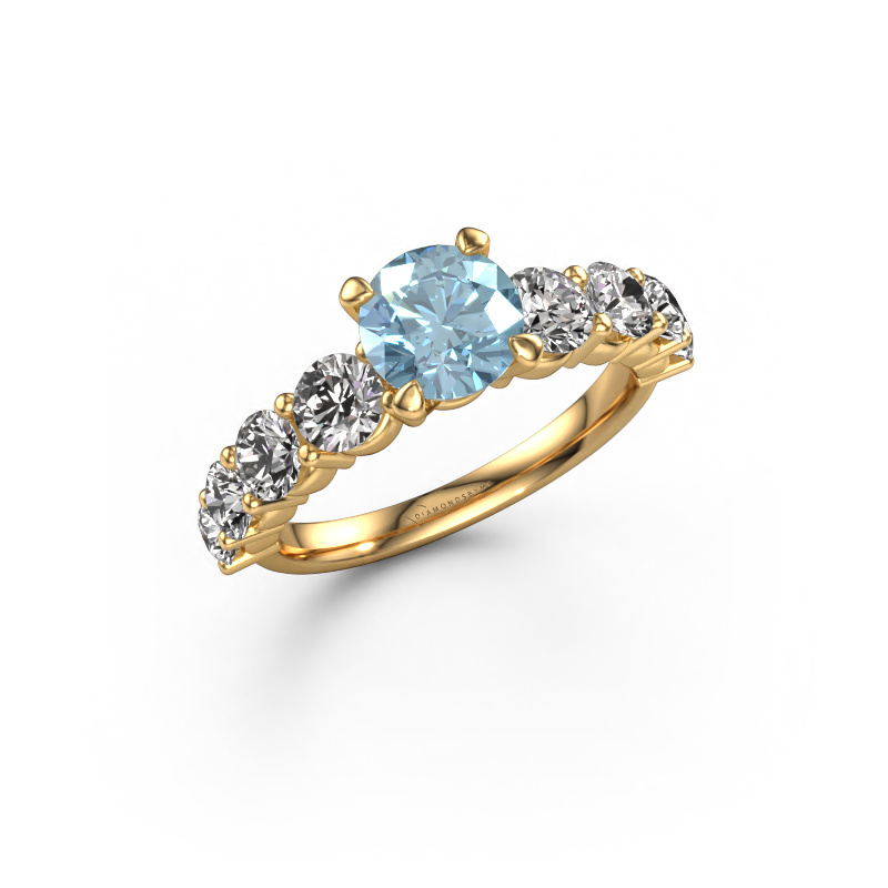 Image de Bague de fiançailles Deja 585 or jaune Diamant synthétique bleu 6.5 mm