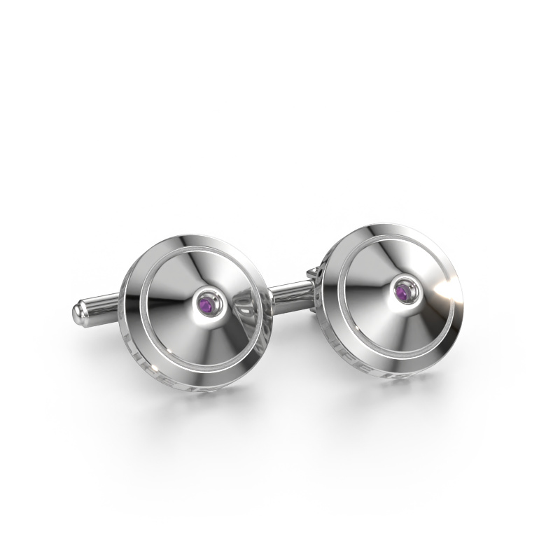 Image of Cufflinks Demian 585 white gold Amethyst 2.2 mm