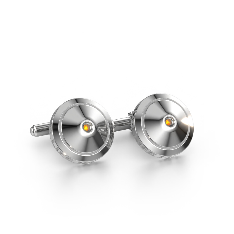 Image of Cufflinks Demian 585 white gold Citrin 2.2 mm