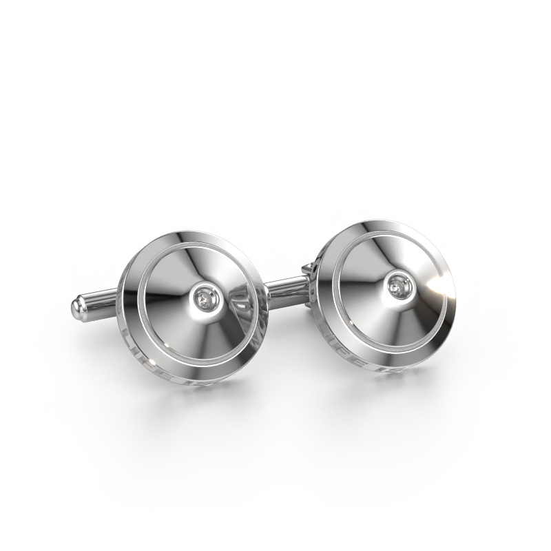 Image of Cufflinks Demian 585 white gold Lab grown diamond 0.09 crt