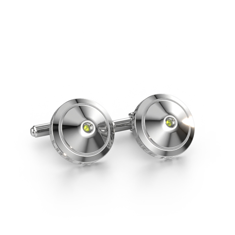 Image of Cufflinks Demian 585 white gold Peridot 2.2 mm