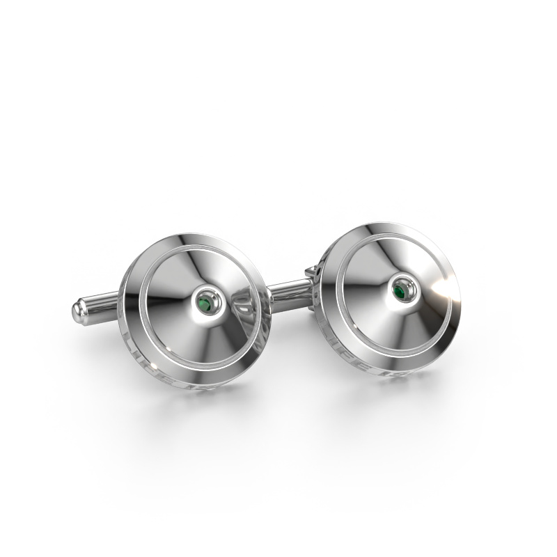 Image of Cufflinks Demian 585 white gold Emerald 2.2 mm
