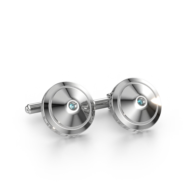 Image of Cufflinks Demian 585 white gold Blue topaz 2.2 mm