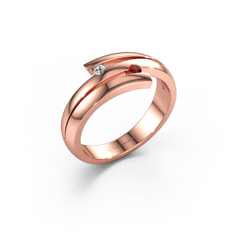 Bild av Ring Dena 585 roséguld Granat 2 mm