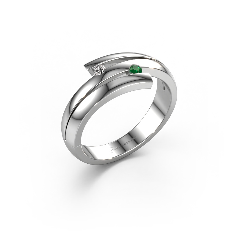 Image of Ring Dena 585 white gold Emerald 2 mm