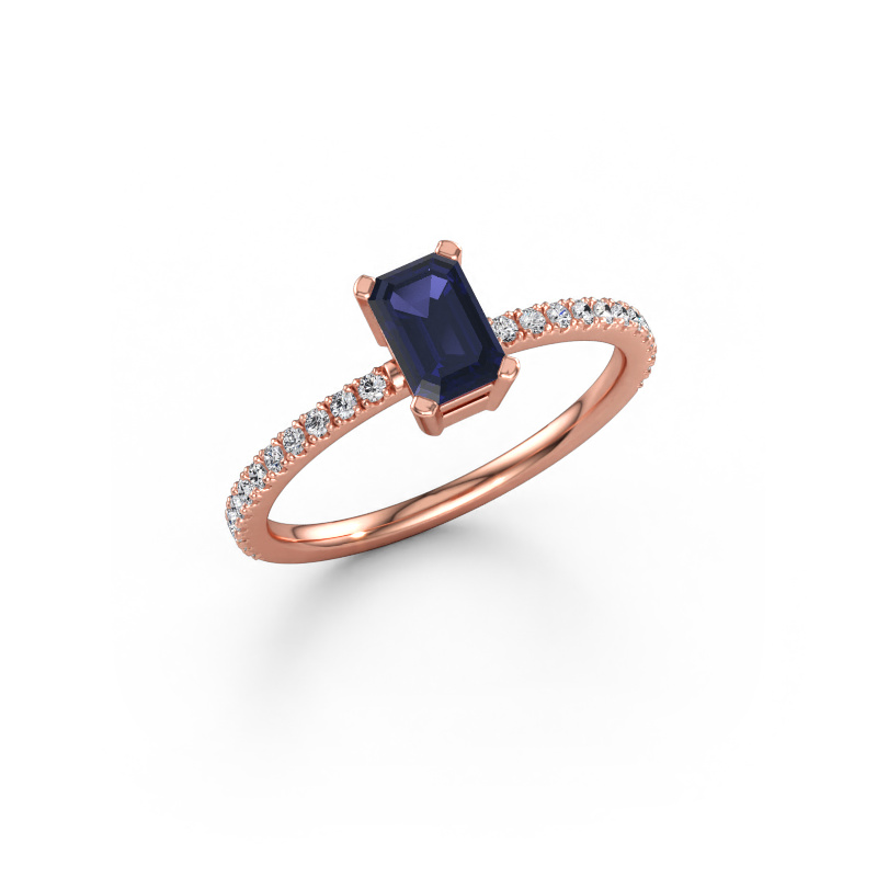 Immagine di Anello di fidanzamento Denita 2 EME 585 oro rosa Zaffiro 6x4 mm