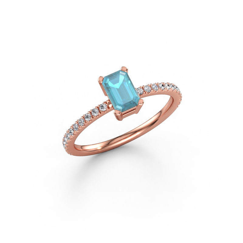 Bild av Förlovningsring Denita 2 EME 585 roséguld Blå topas 6x4 mm
