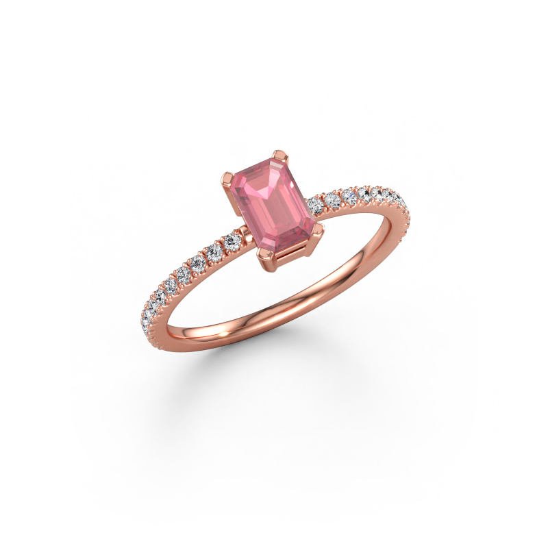 Immagine di Anello di fidanzamento Denita 2 EME 585 oro rosa Tormalina rosa 6x4 mm
