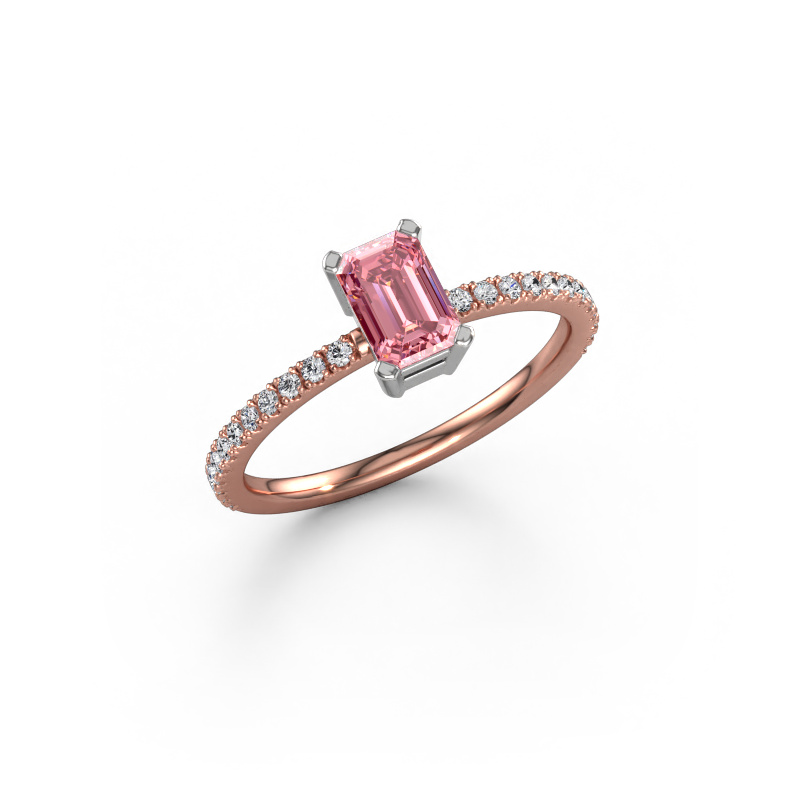 Image of Engagement ring Denita 2 EME 585 rose gold Pink lab grown diamond 6x4 mm