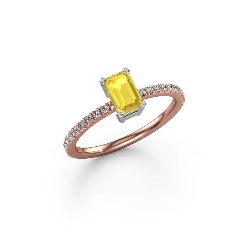 Bild von Verlobungsring Denita 2 EME 585 Roségold Gelb Saphir 6x4 mm