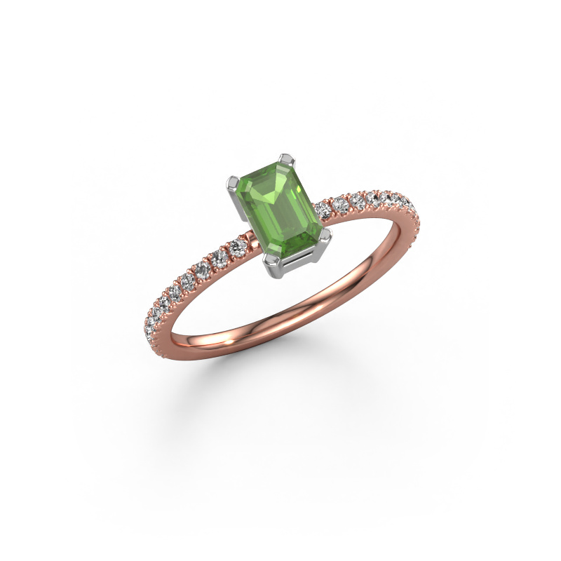 Image of Engagement ring Denita 2 EME 585 rose gold Tourmaline green 6x4 mm
