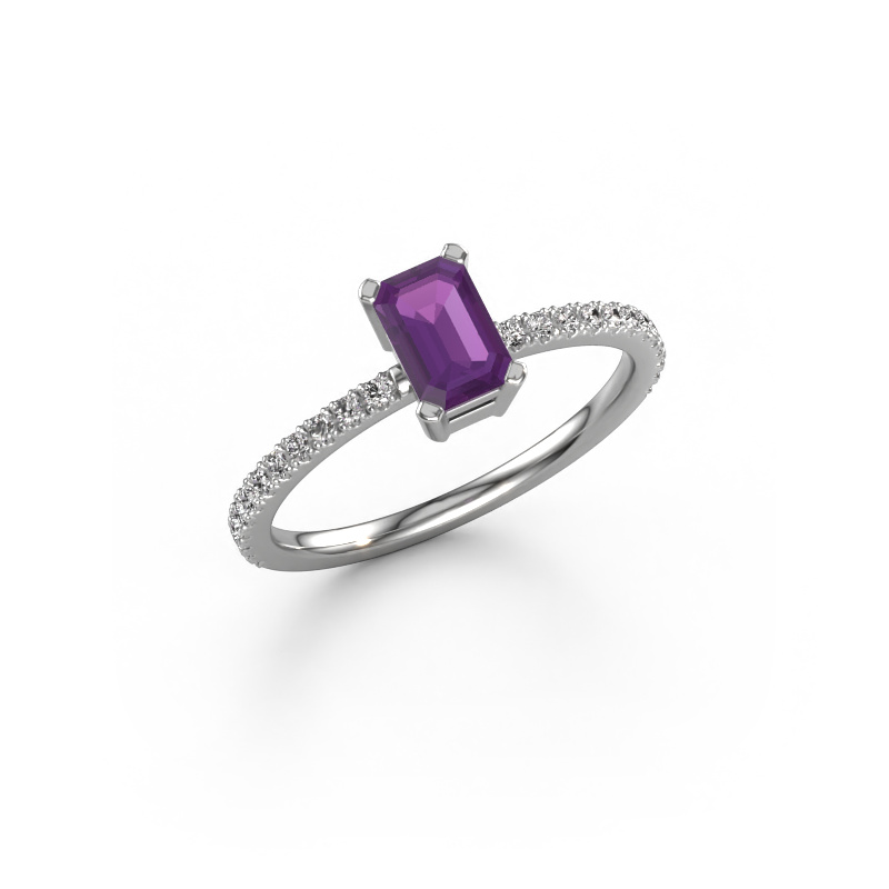 Image of Engagement ring Denita 2 EME 950 platinum Amethyst 6x4 mm