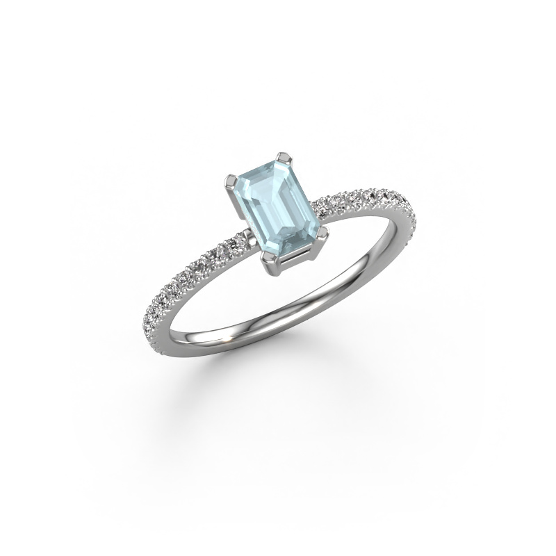 Image of Engagement ring Denita 2 EME 950 platinum Aquamarine 6x4 mm