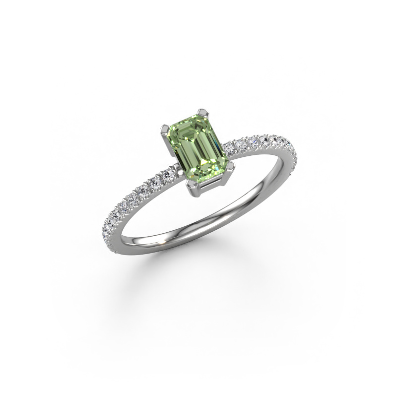 Image of Engagement ring Denita 2 EME 950 platinum Green lab grown diamond 6x4 mm