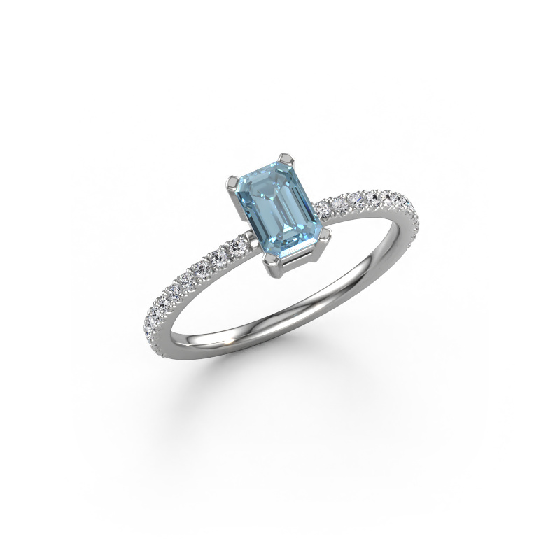 Image of Engagement ring Denita 2 EME 585 white gold Blue lab grown diamond 6x4 mm