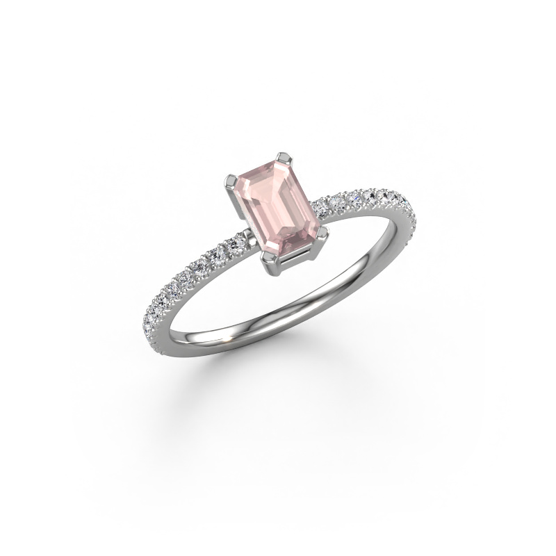Image of Engagement ring Denita 2 EME 585 white gold Morganite champagne 6x4 mm