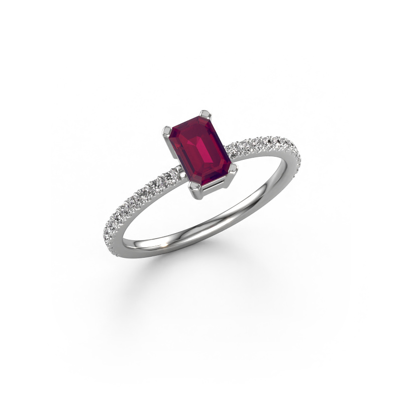 Bild von Verlobungsring Denita 2 EME 950 Platin Rhodolit 6x4 mm