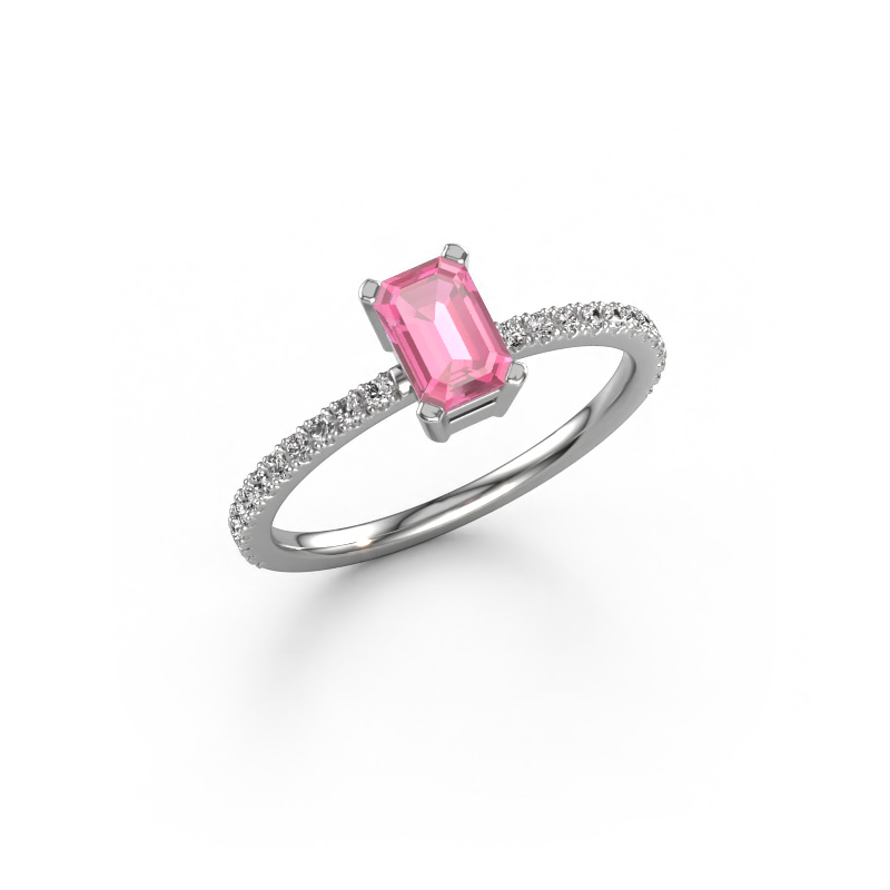Image of Engagement ring Denita 2 EME 585 white gold Pink sapphire 6x4 mm