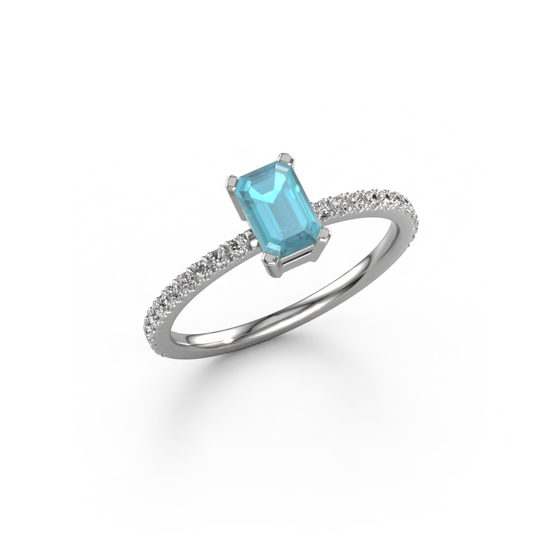 Image de Bague de fiançailles Denita 2 EME 950 platine Topaze bleue 6x4 mm