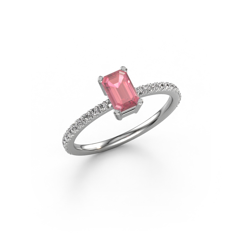 Image of Engagement ring Denita 2 EME 585 white gold Tourmaline pink 6x4 mm