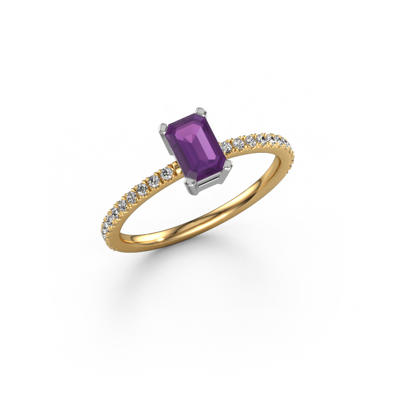Image of Engagement ring Denita 2 EME 585 gold Amethyst 6x4 mm