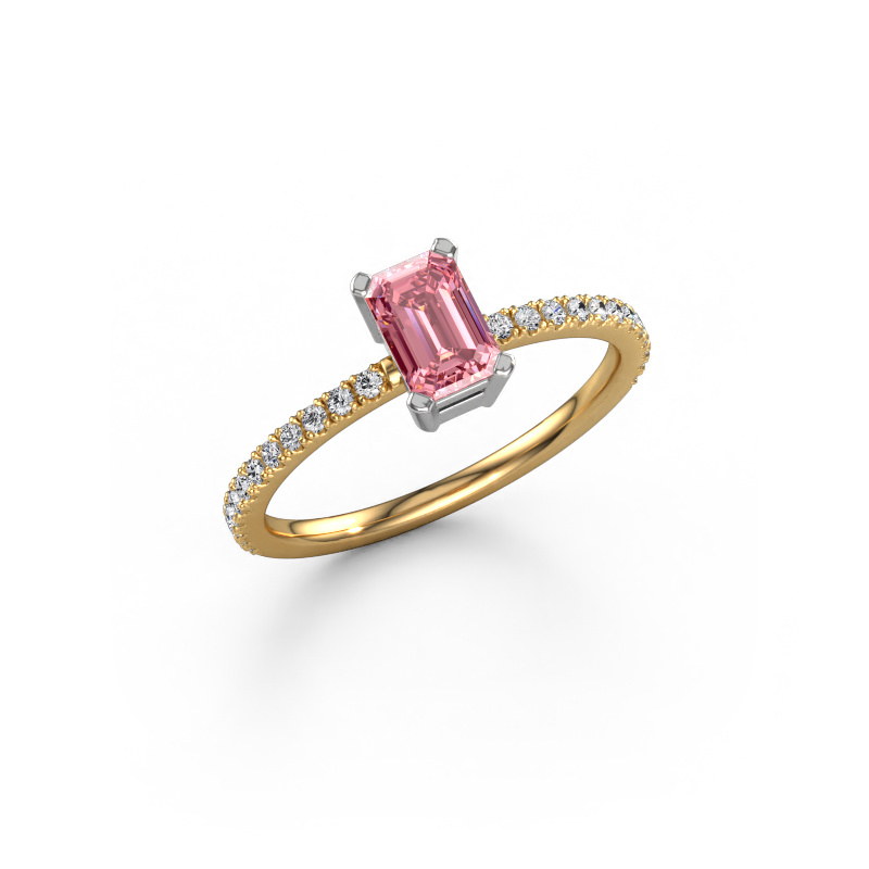 Image of Engagement ring Denita 2 EME 585 gold Pink lab grown diamond 6x4 mm