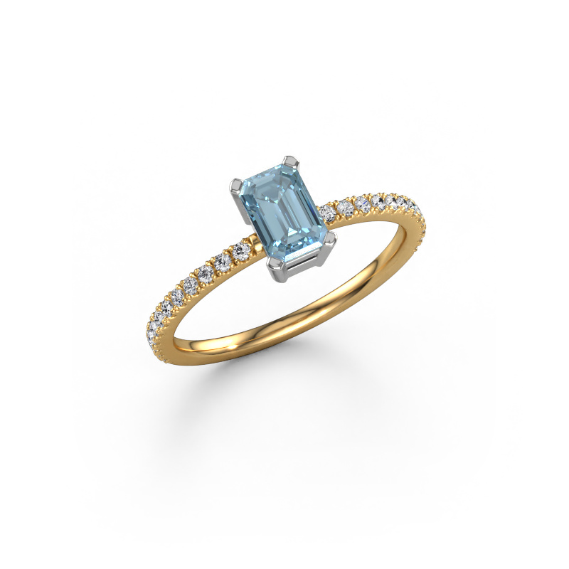 Image of Engagement ring Denita 2 EME 585 gold Blue lab grown diamond 6x4 mm