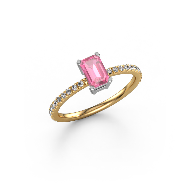 Image of Engagement ring Denita 2 EME 585 gold Pink sapphire 6x4 mm