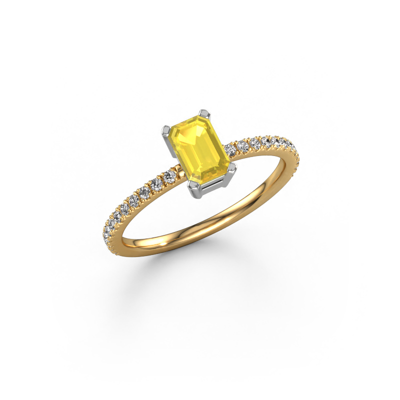 Image of Engagement ring Denita 2 EME 585 gold Yellow sapphire 6x4 mm