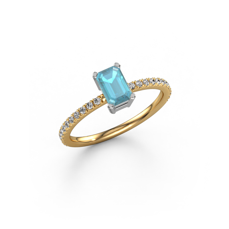 Image of Engagement ring Denita 2 EME 585 gold Blue topaz 6x4 mm