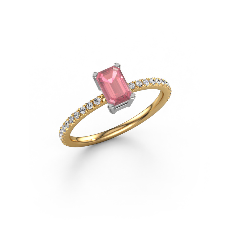 Image of Engagement ring Denita 2 EME 585 gold Tourmaline pink 6x4 mm