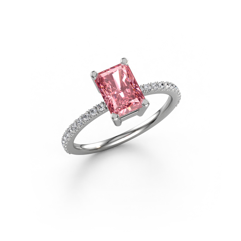 Image de Bague de fiançailles Denita 2 RAD 950 platine Diamant synthétique roze 7.5x5.5 mm